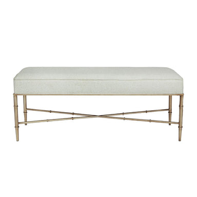 Hacienda Antique Gold Iron Bench Ottoman - Speckle Ecru