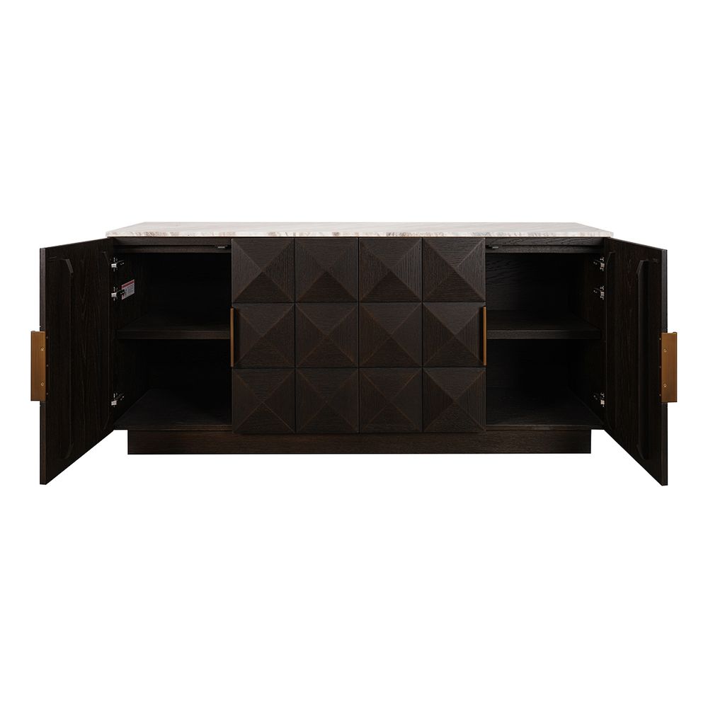 Benedict Smoked Oak Buffet - River Brown Marble