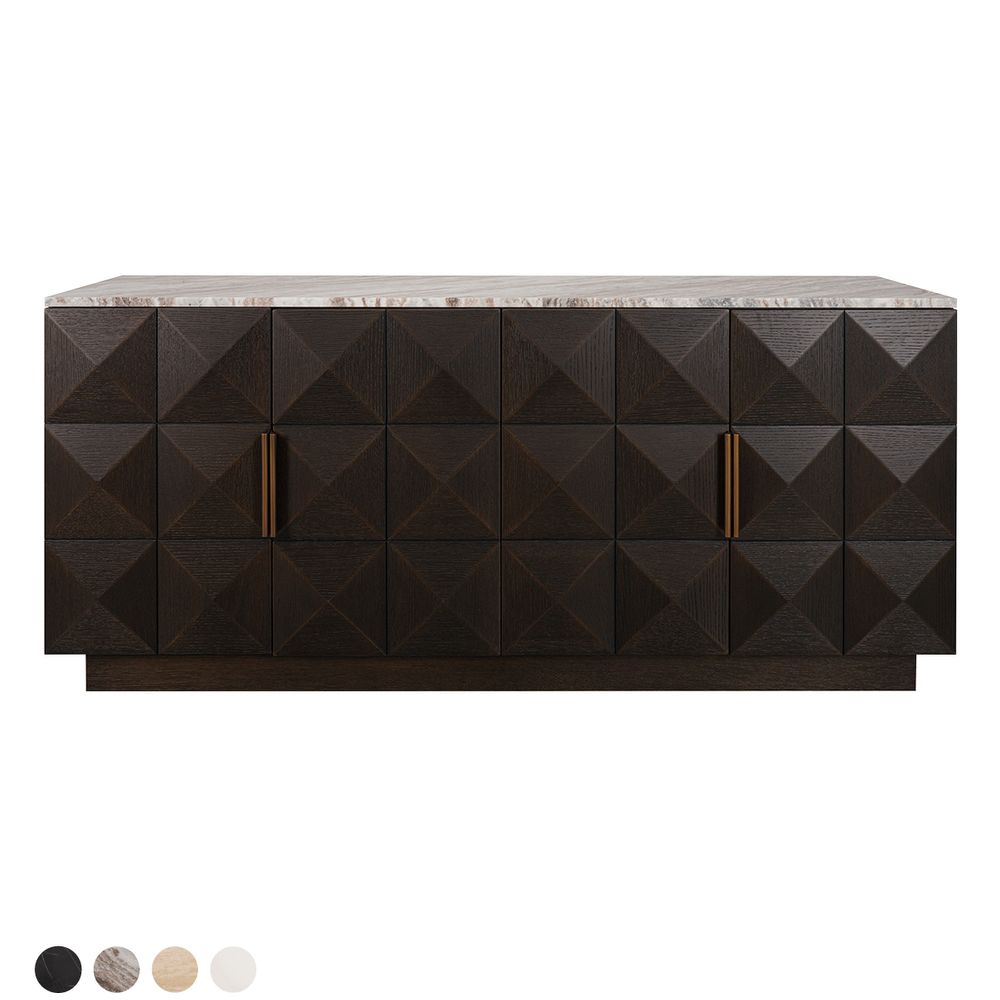 Benedict Smoked Oak Buffet - Black Marble