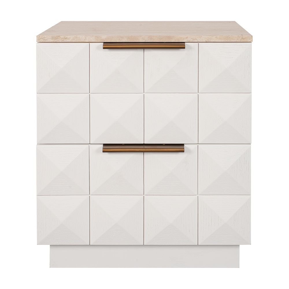 Benedict White Oak Bedside Table - Travertine