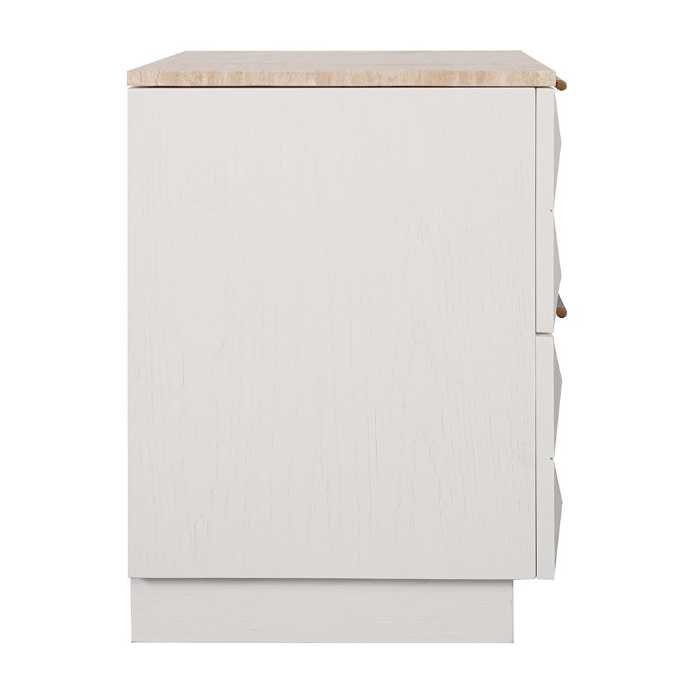 Benedict White Oak Bedside Table - Travertine