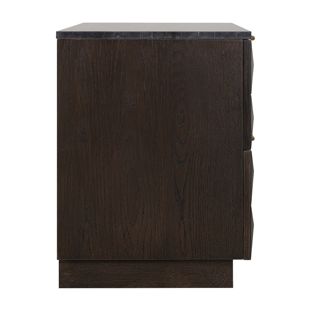 Benedict Smoked Oak Bedside Table - Black Marble