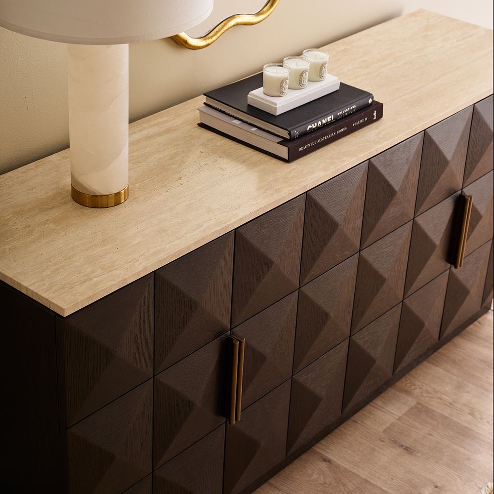 Benedict Smoked Oak Buffet - Travertine
