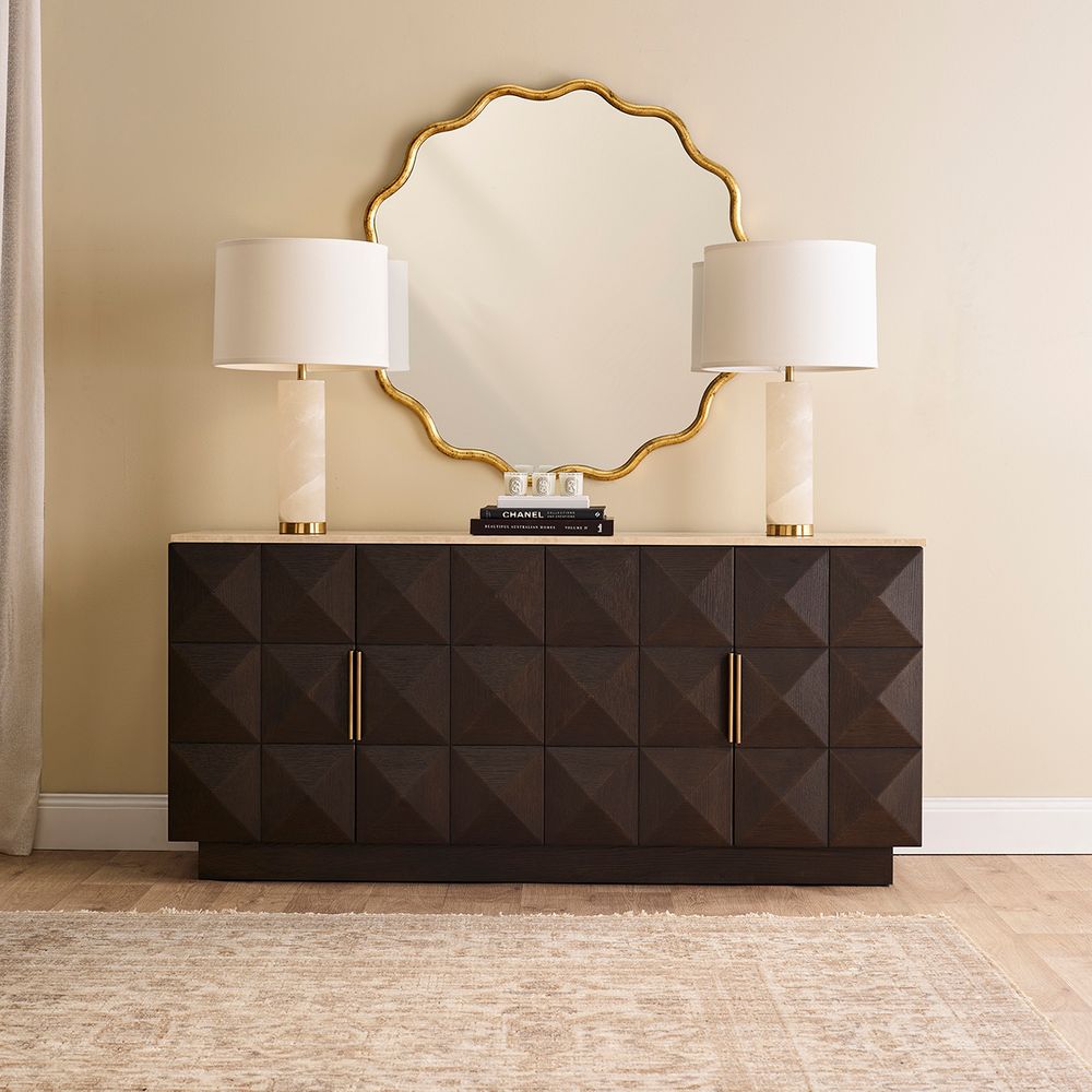 Benedict Smoked Oak Buffet - Black Marble