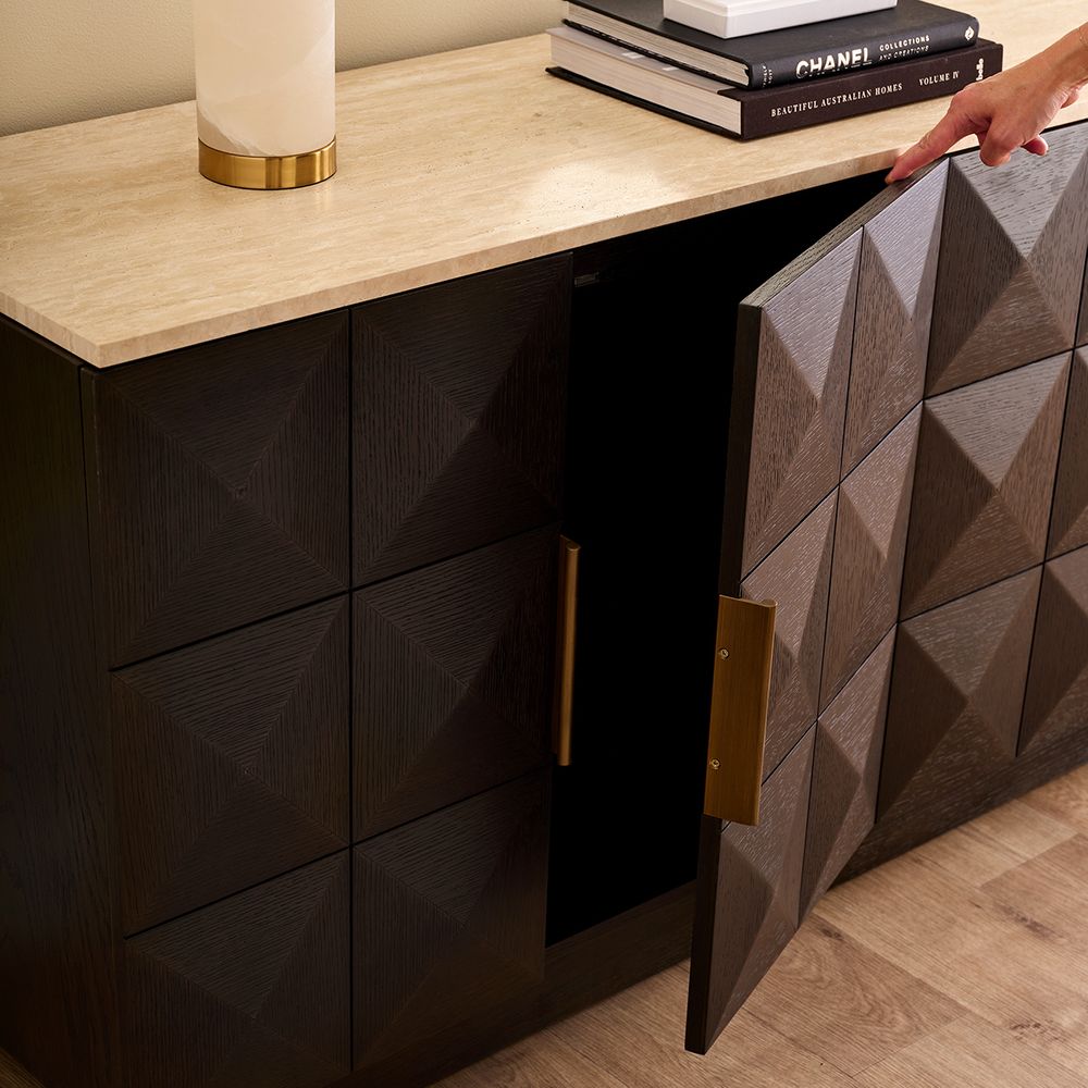 Benedict Smoked Oak Buffet - Black Marble
