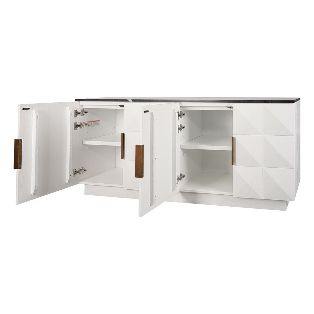 Benedict White Oak Buffet - Black Marble