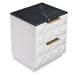 Benedict White Oak Bedside Table - Black Marble