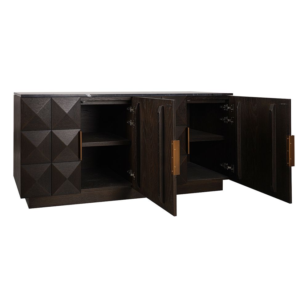 Benedict Smoked Oak Buffet - Black Marble