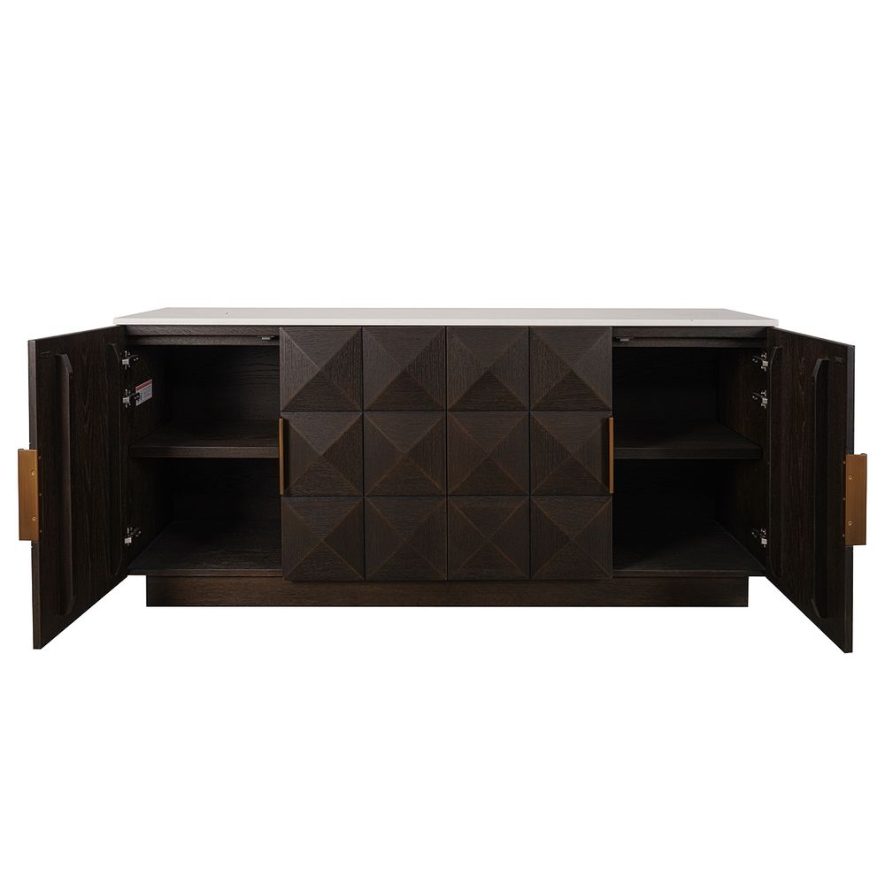 Benedict Smoked Oak Buffet - Black Marble