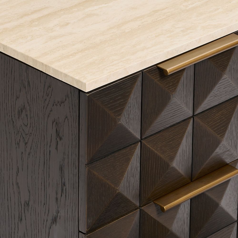 Benedict Smoked Oak Bedside Table - Travertine