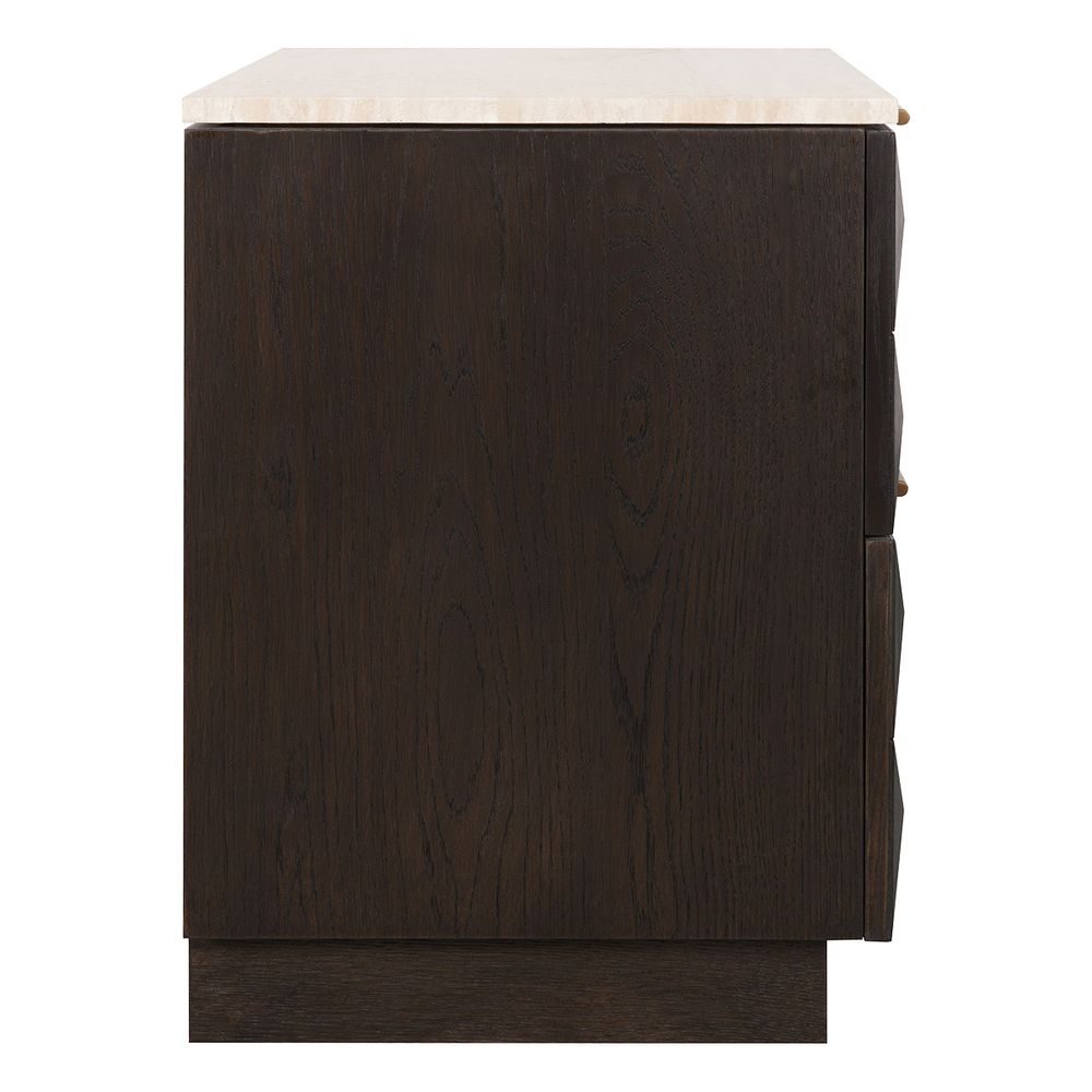 Benedict Smoked Oak Bedside Table - Travertine