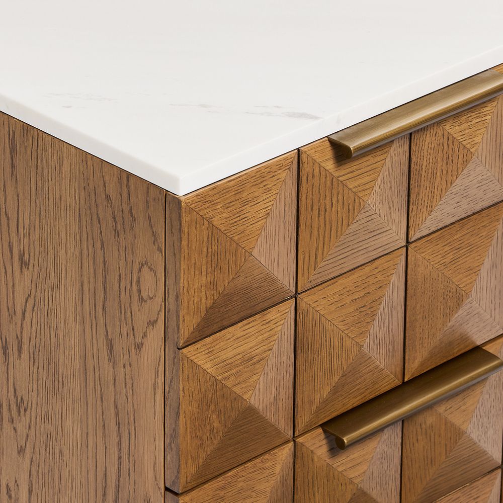 Benedict Walnut Bedside Table - Black Marble