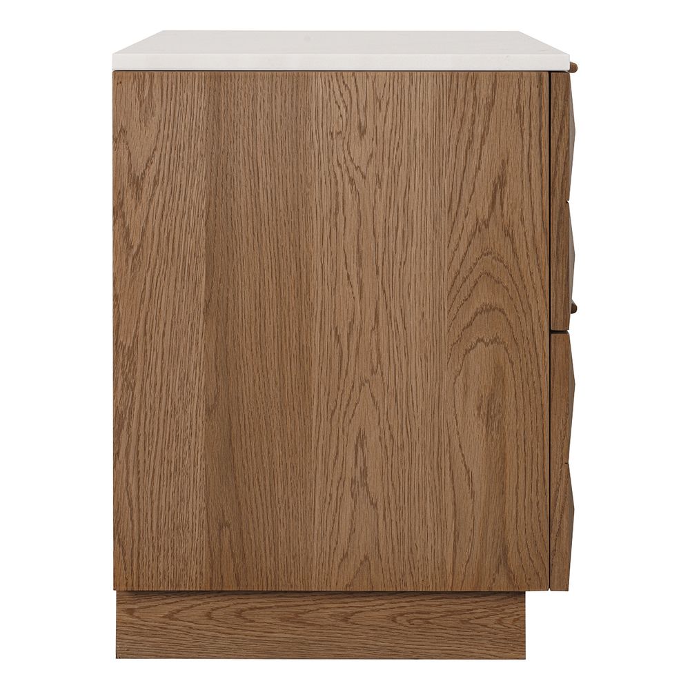 Benedict Walnut Bedside Table - Black Marble