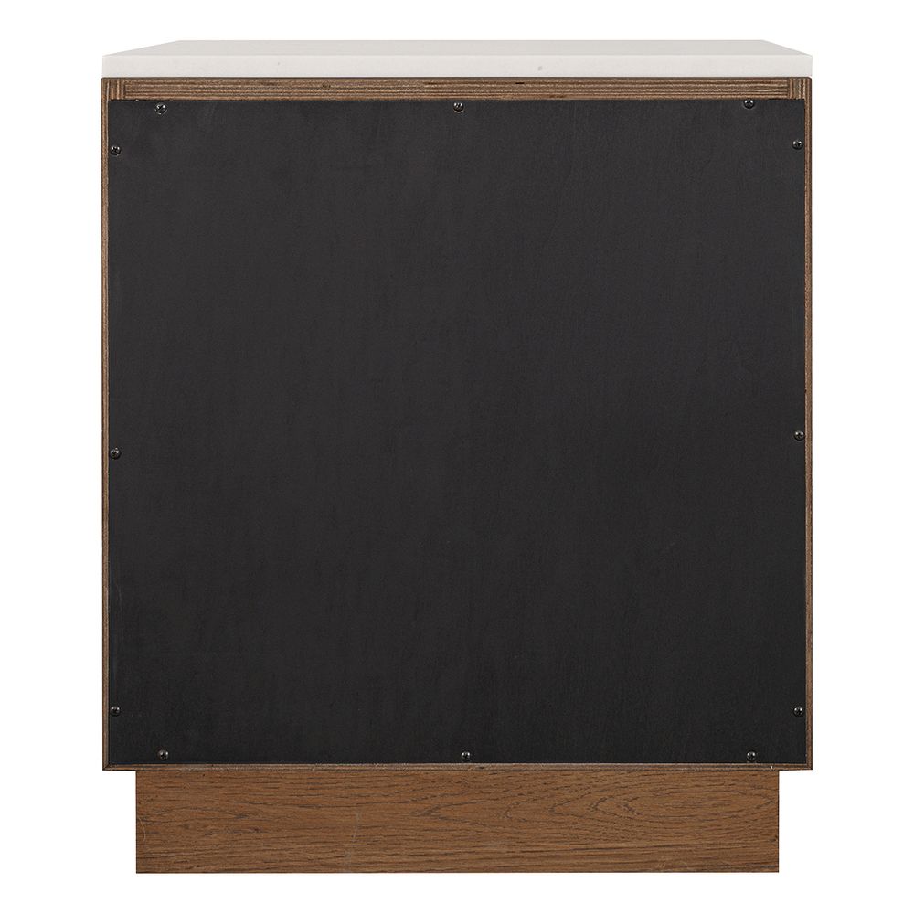 Benedict Walnut Bedside Table - Black Marble