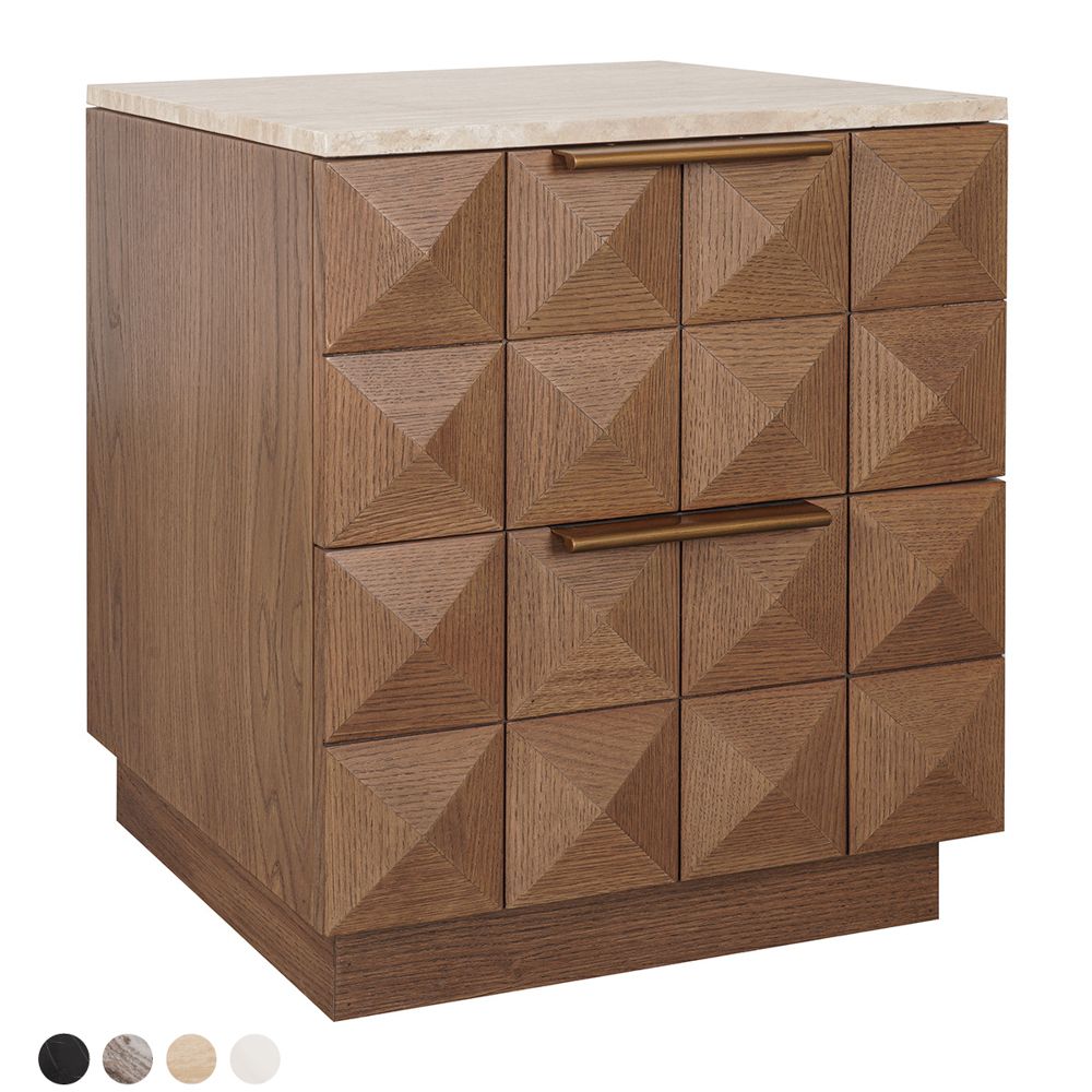 Benedict Walnut Bedside Table - Travertine