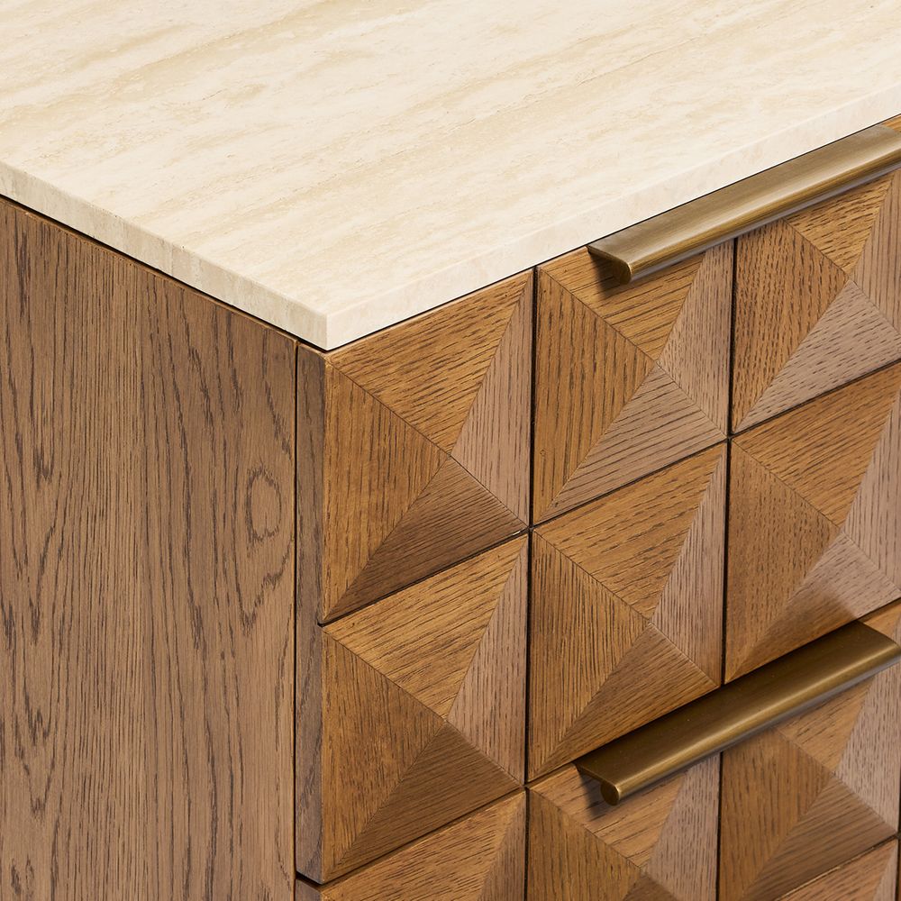 Benedict Walnut Bedside Table - Black Marble