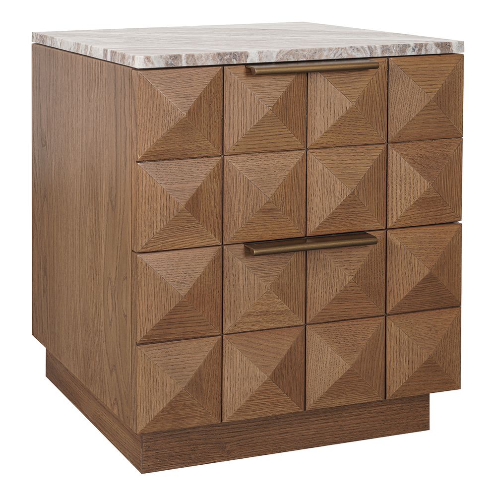 Benedict Walnut Bedside Table - Black Marble