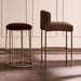 Aiden Gold Steel Kitchen Stool - Dark Chocolate Velvet