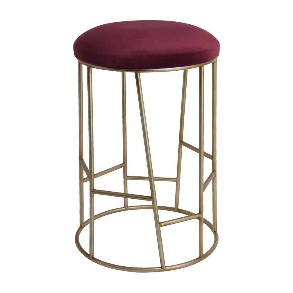 Aiden Gold Steel Kitchen Stool - Mulberry Velvet