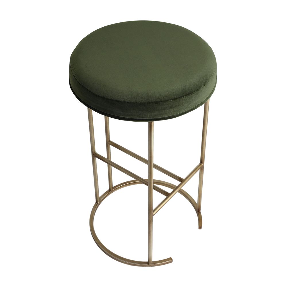 Blackley Gold Iron Kitchen Stool - Moss Velvet