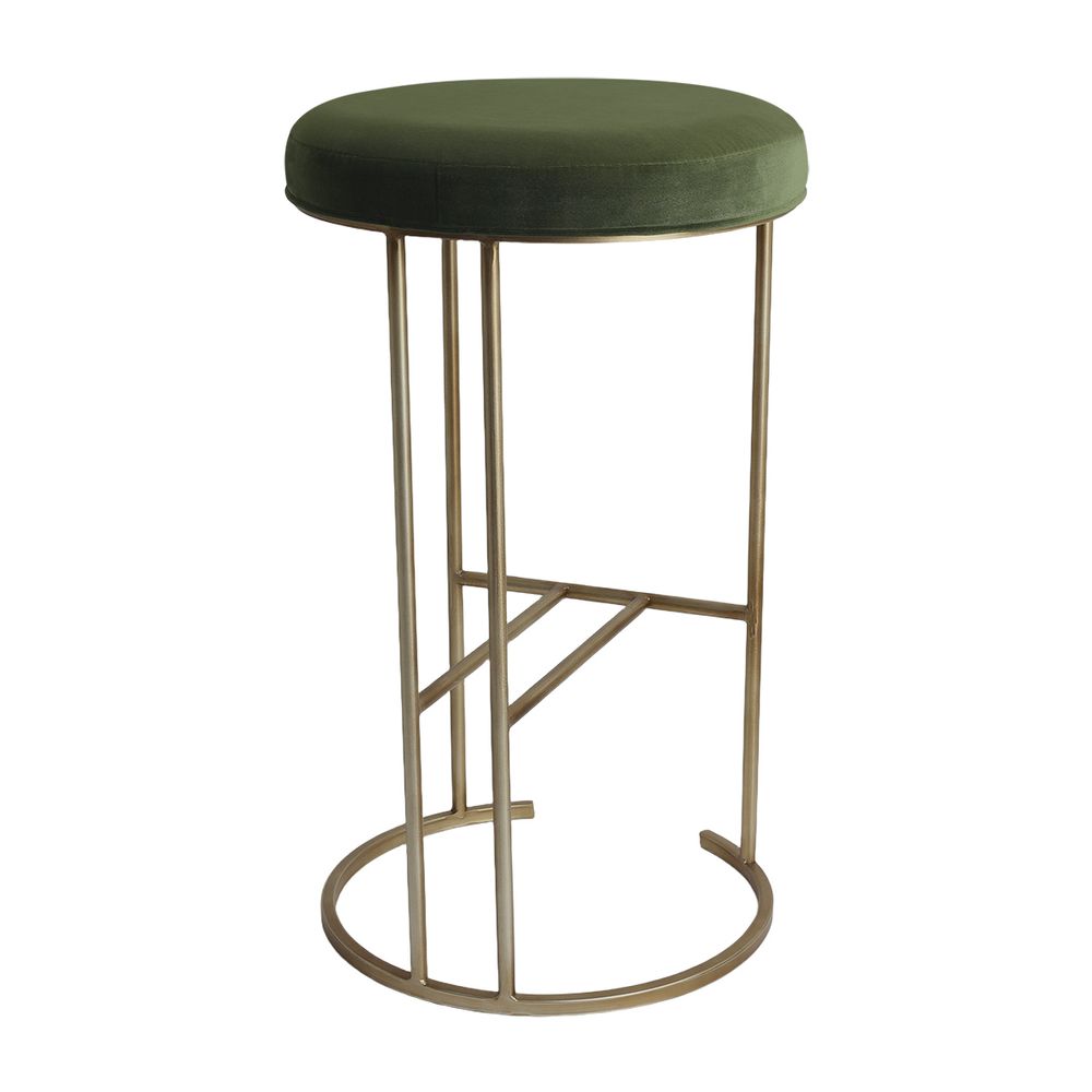 Blackley Gold Iron Kitchen Stool - Moss Velvet