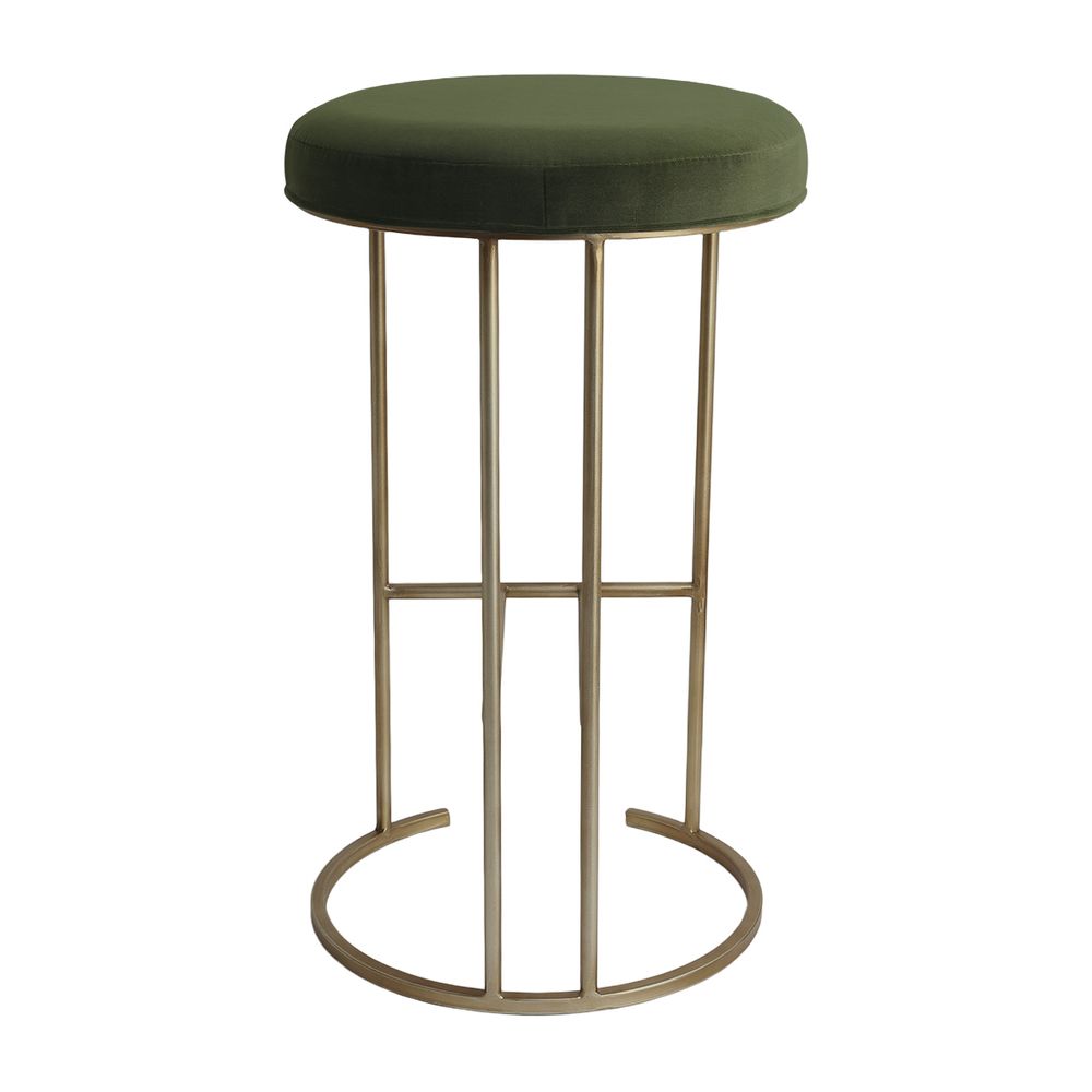 Blackley Gold Iron Kitchen Stool - Moss Velvet