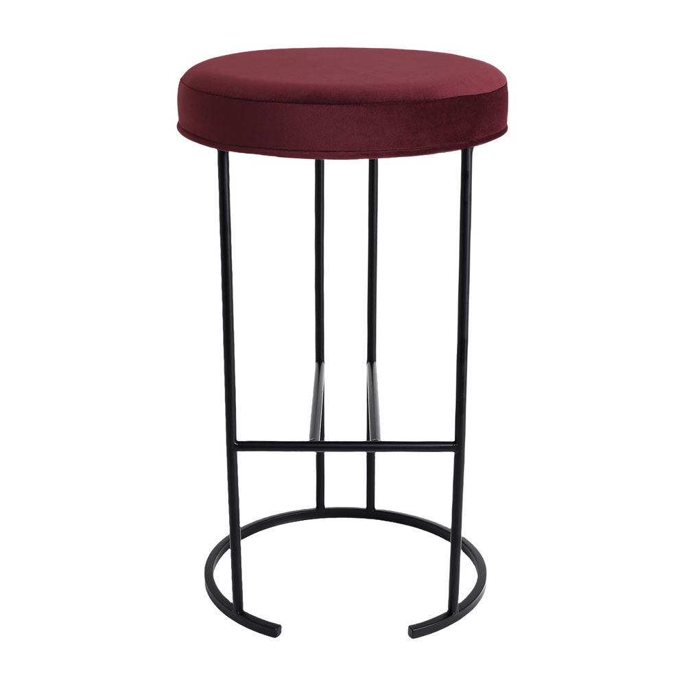 Blackley Black Iron Kitchen Stool - Mulberry Velvet