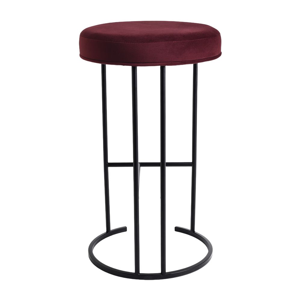 Blackley Black Iron Kitchen Stool - Mulberry Velvet