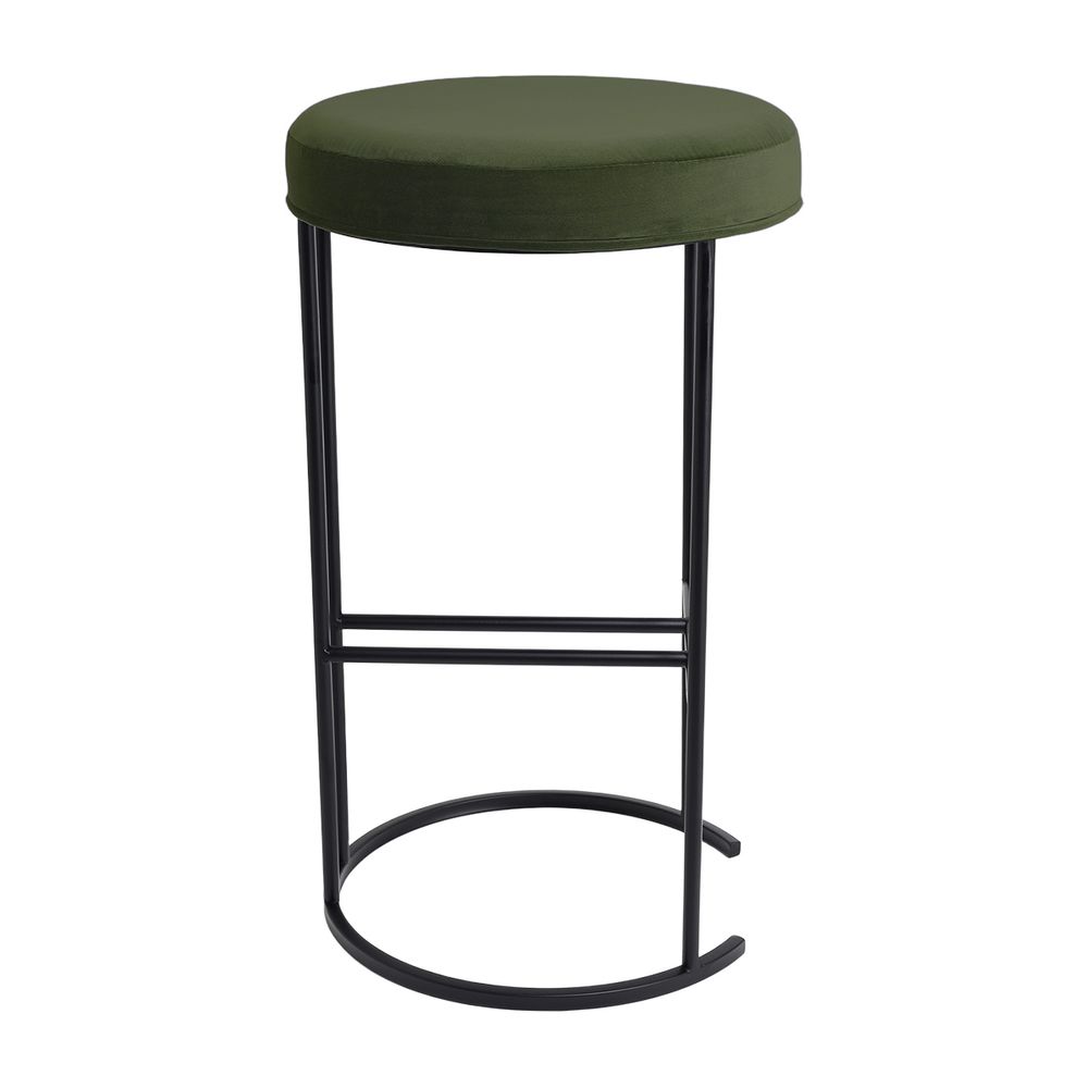 Blackley Black Iron Kitchen Stool - Moss Velvet