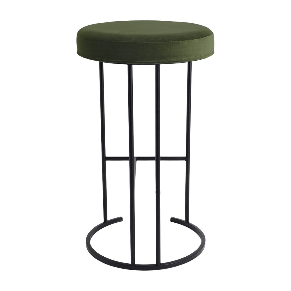 Blackley Black Iron Kitchen Stool - Moss Velvet