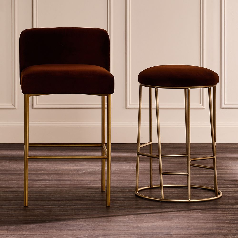 Leon Kitchen Stool - Dark Chocolate Velvet