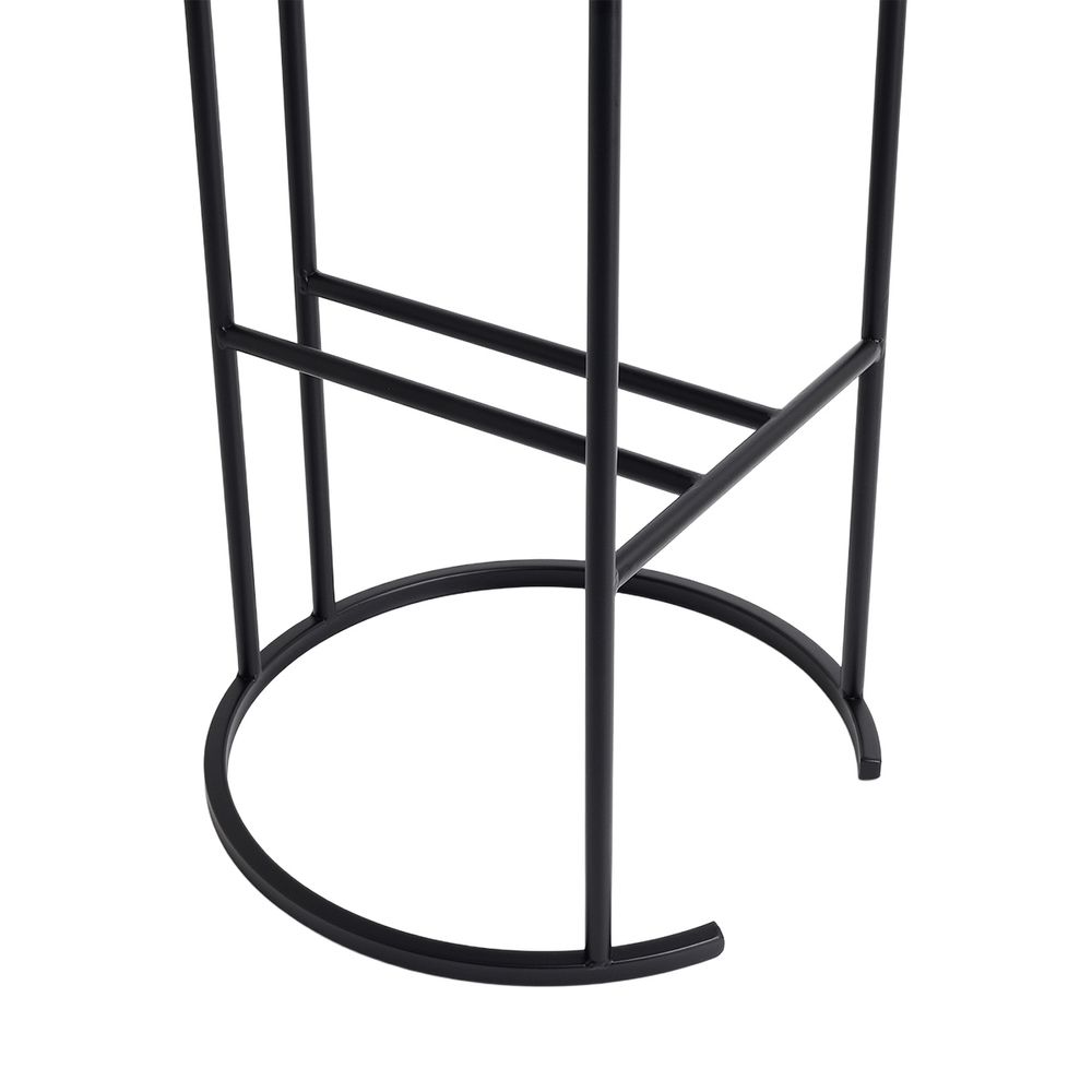 Blackley Black Iron Kitchen Stool - Dark Chocolate Velvet