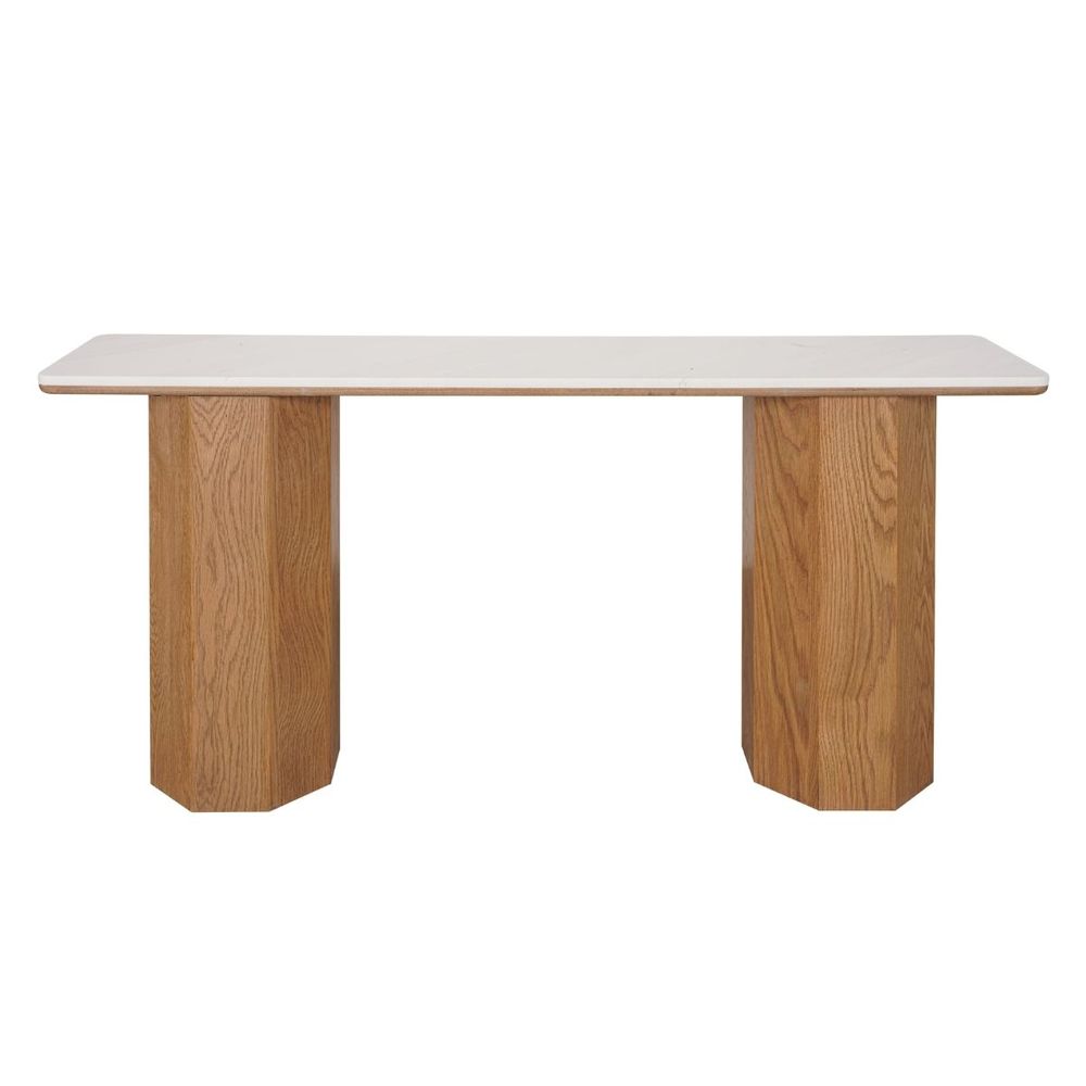 Barlow Marble Console Table - Natural Oak