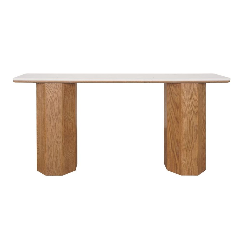 Barlow Marble Console Table - Natural Oak