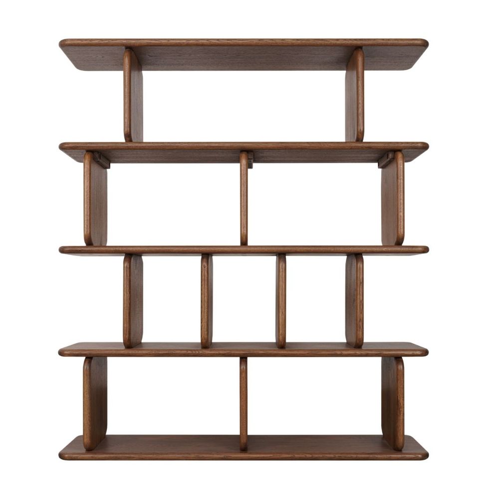 Tudor Oak Shelving Unit - 4 Tier Walnut