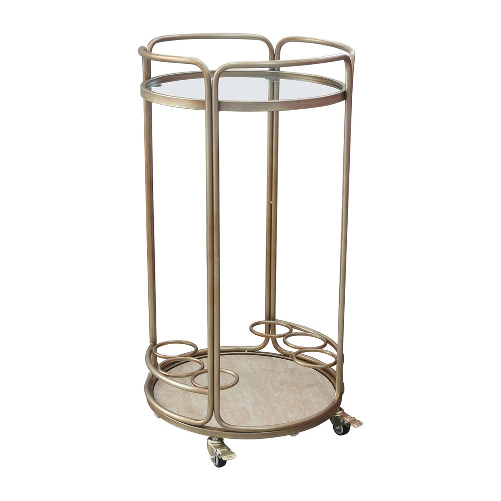 Wentworth Round Bar Cart - Antique Gold