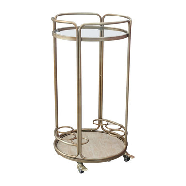 Wentworth Round Bar Cart - Antique Gold