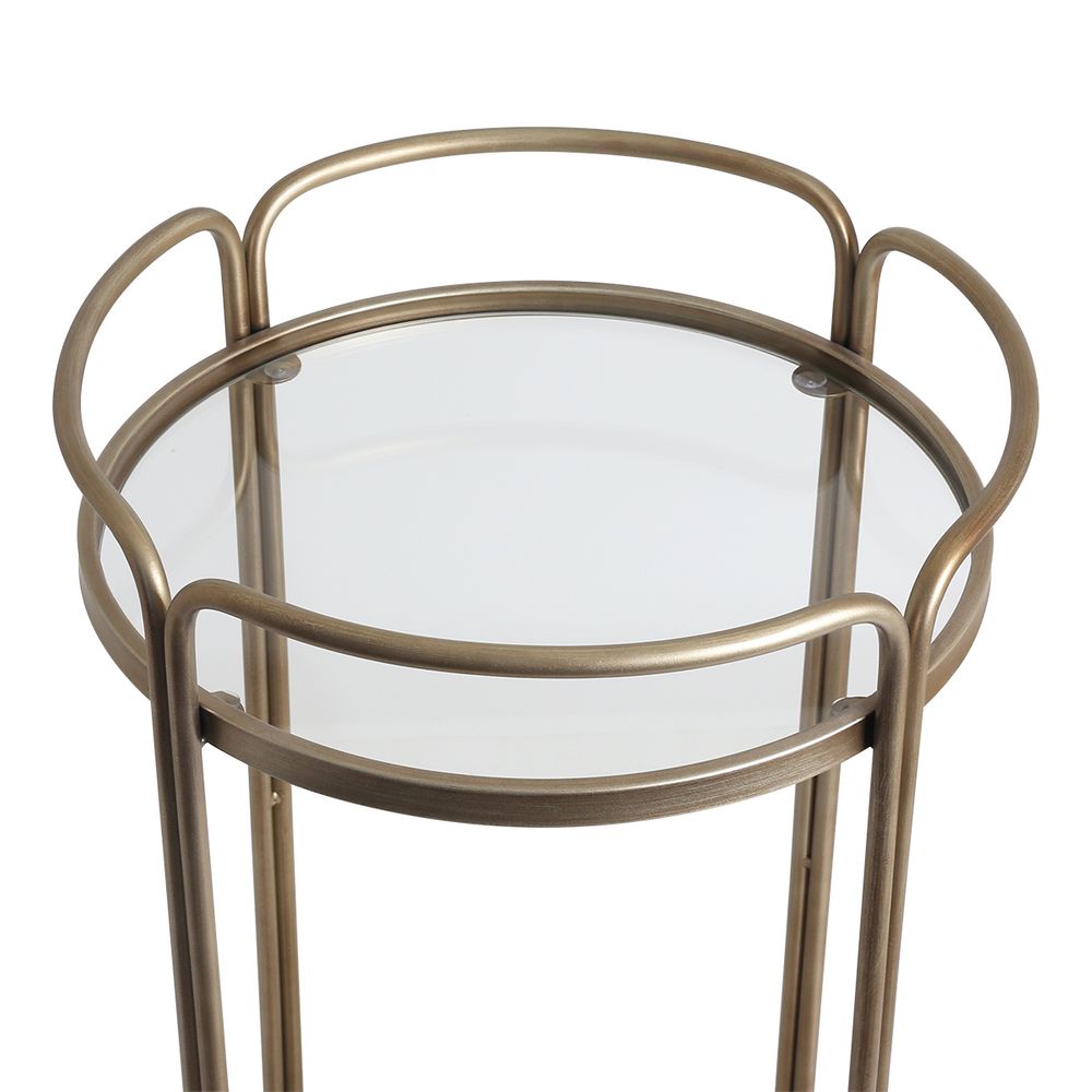 Wentworth Round Bar Cart - Antique Gold
