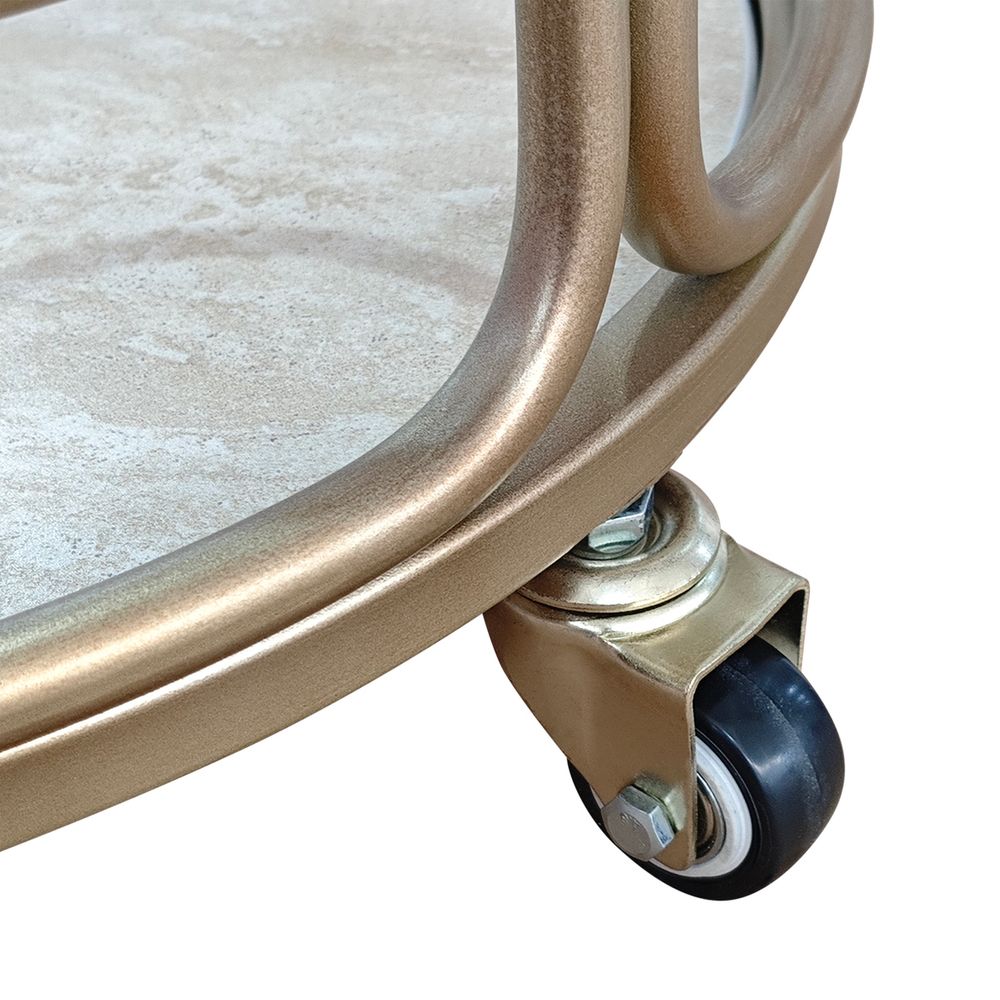 Wentworth Round Bar Cart - Antique Gold