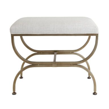 Novak Antique Gold Iron Stool - Natural Linen