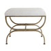 Novak Antique Gold Iron Stool - Natural Linen