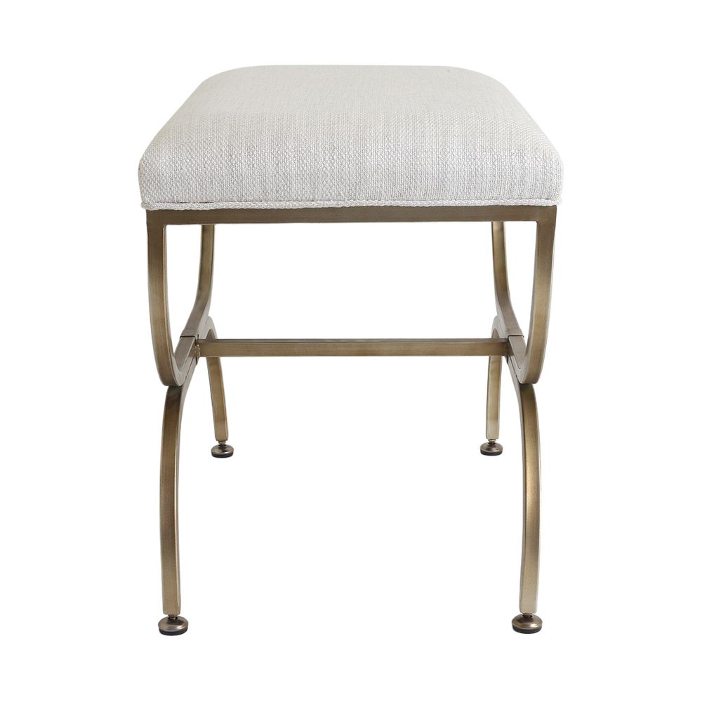 Novak Antique Gold Iron Stool - Natural Linen