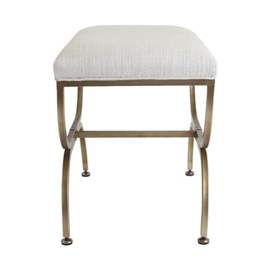 Novak Antique Gold Iron Stool - Natural Linen