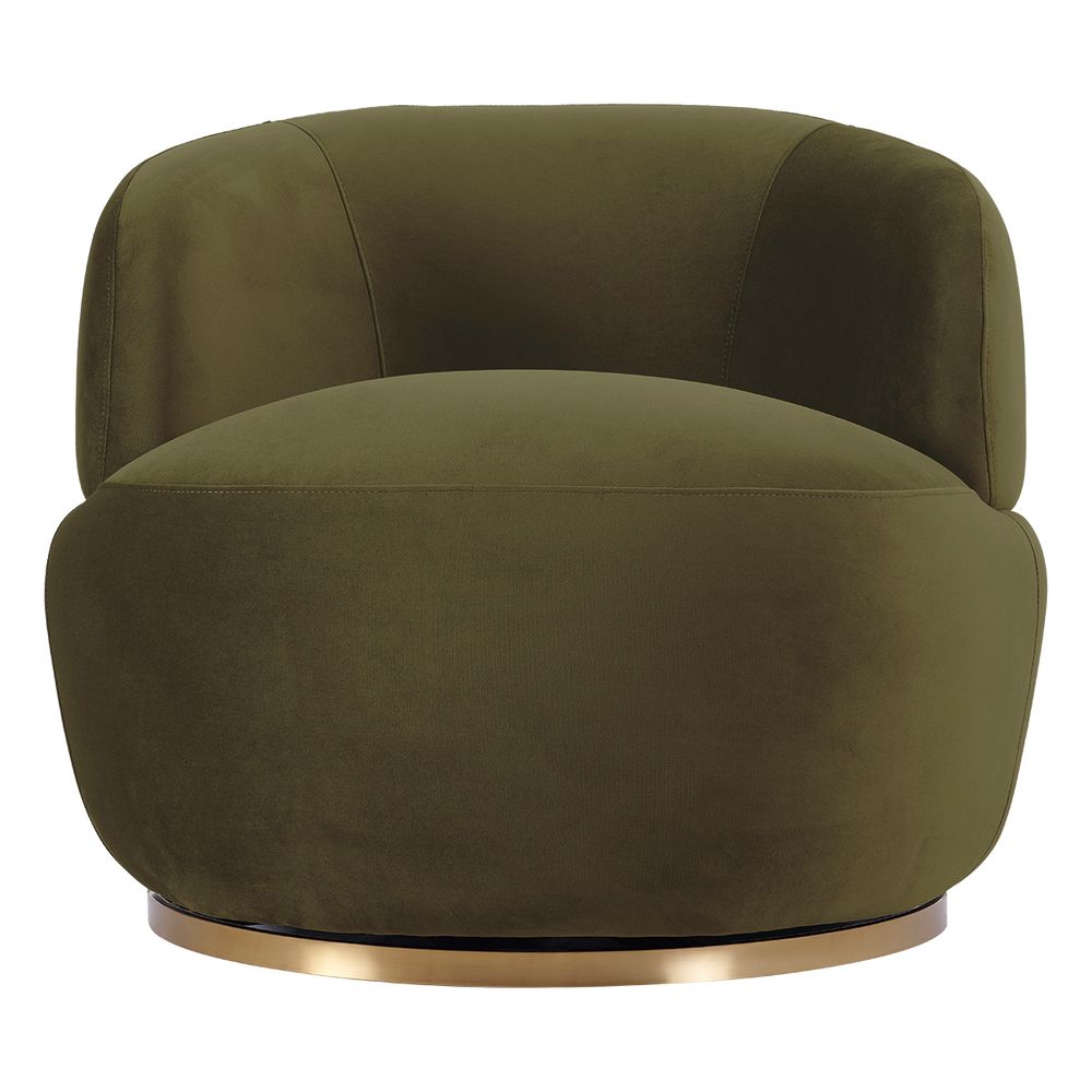 Tubby Swivel Arm Chair - Olive Velvet