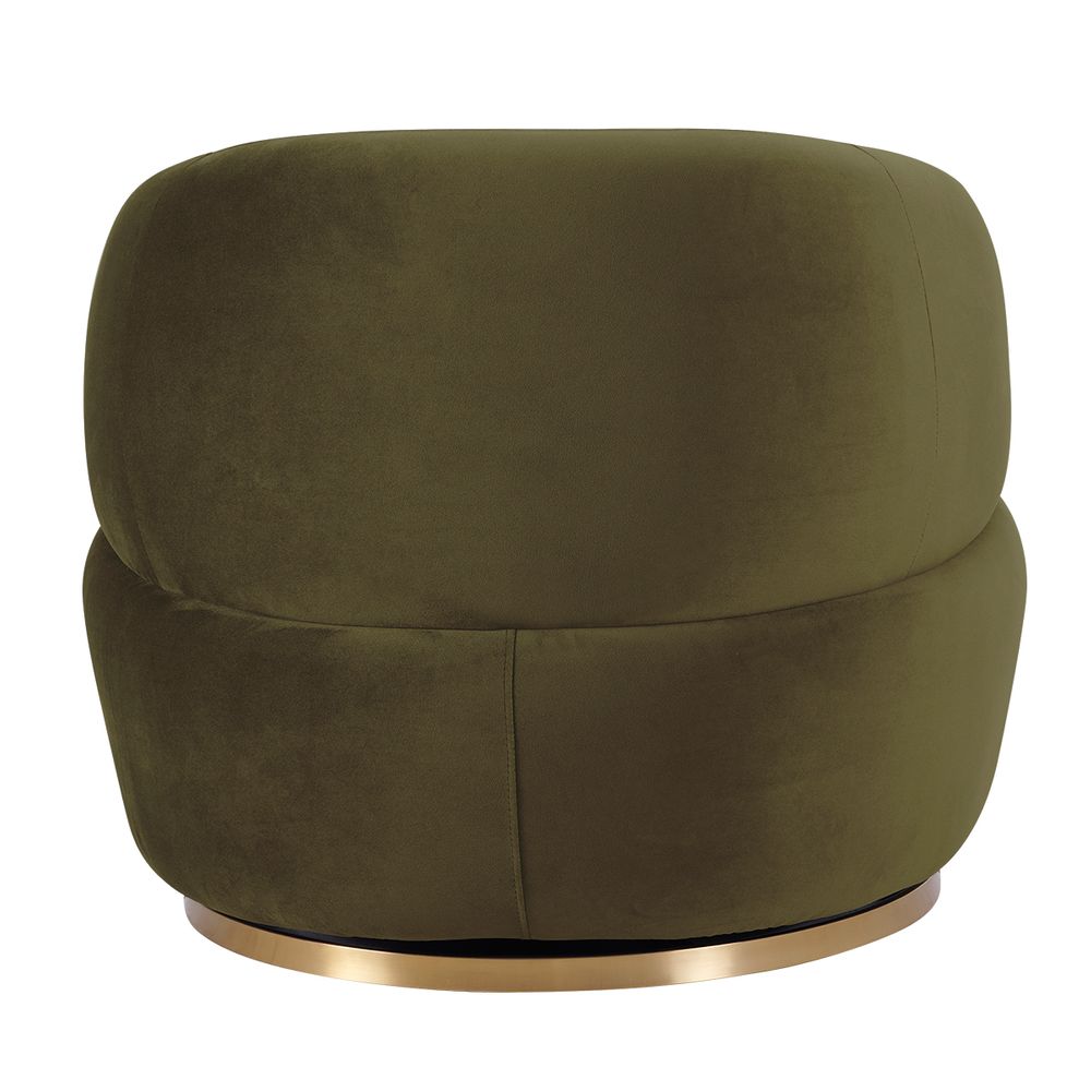 Tubby Swivel Arm Chair - Olive Velvet
