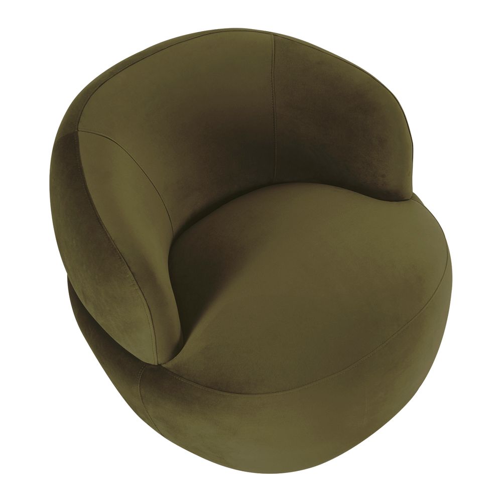 Tubby Swivel Arm Chair - Olive Velvet