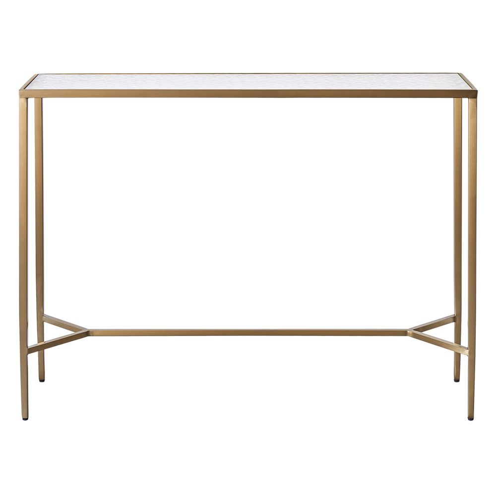 Chloe 110cm Rippled Glass Console Table - Gold