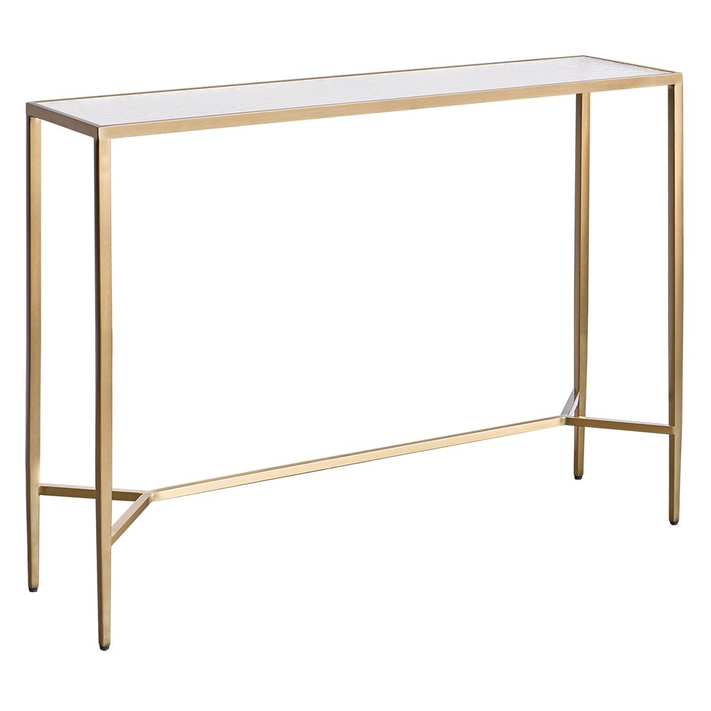 Chloe 110cm Rippled Glass Console Table - Gold