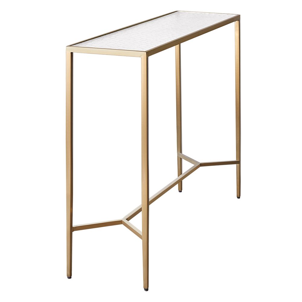 Chloe 110cm Rippled Glass Console Table - Gold