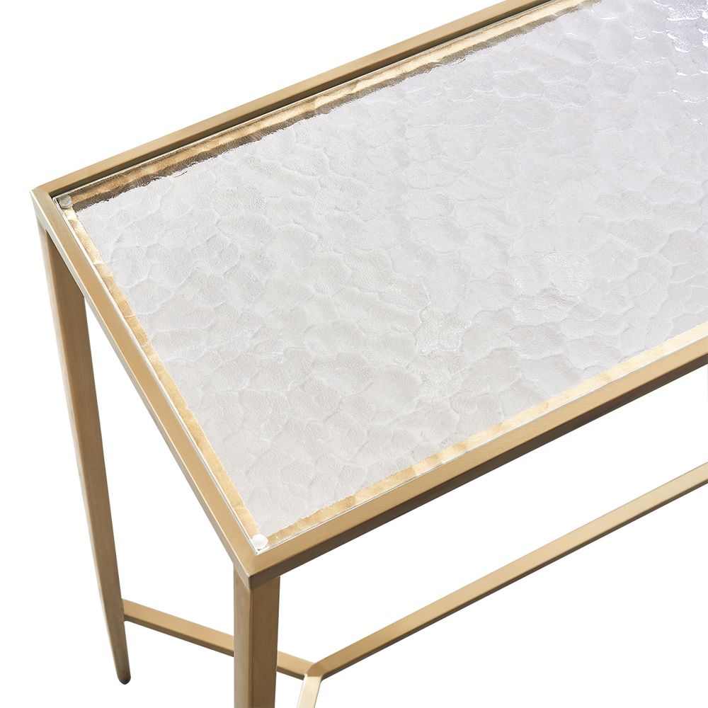 Chloe 110cm Rippled Glass Console Table - Gold